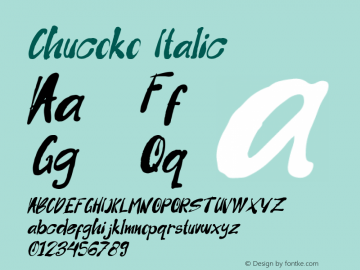 Chucoko Italic Version 1.00;May 25, 2024;FontCreator 13.0.0.2637 64-bit图片样张