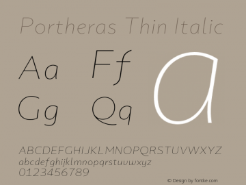 Portheras Thin Italic Version 1.000;Glyphs 3.1.1 (3141)图片样张