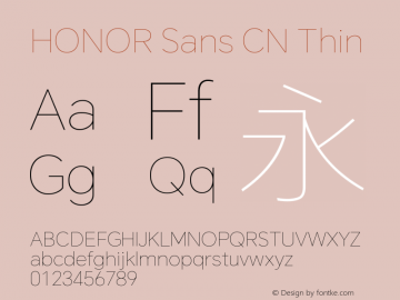 HONOR Sans CN Thin 图片样张