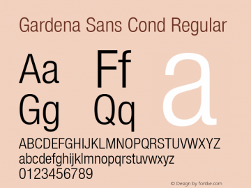 Gardena Sans Cond Regular Version 1.00图片样张