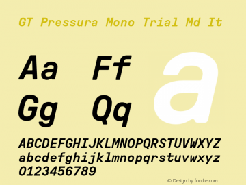 GT Pressura Mono Trial Md It Version 3.003;Glyphs 3.1.2 (3151)图片样张