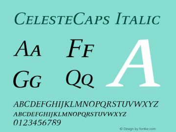 CelesteCaps Italic Version 1.00 Font Sample