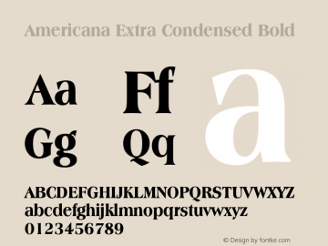 Americana Extra Condensed Bold 003.001 Font Sample