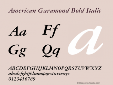 American Garamond Bold Italic 2.0-1.0图片样张
