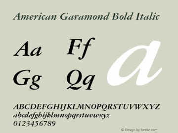 American Garamond Bold Italic 003.001图片样张