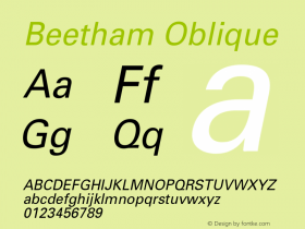 Beetham Oblique 001.000 Font Sample