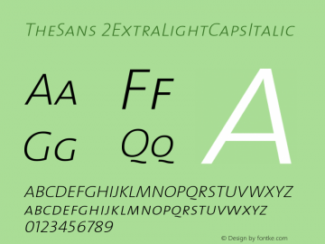 TheSans 2ExtraLightCapsItalic Version 1.0 Font Sample