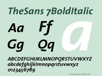 TheSans 7BoldItalic Version 1.0 Font Sample