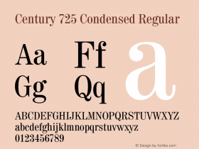 Century 725 Condensed Regular 2.0-1.0 Font Sample