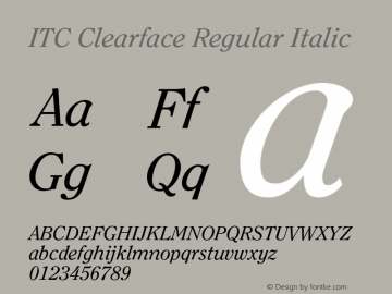 ITC Clearface Regular Italic 001.001 Font Sample