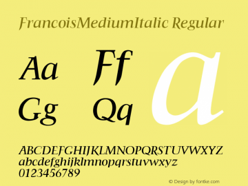 FrancoisMediumItalic Regular Brendel            :09.12.1994图片样张