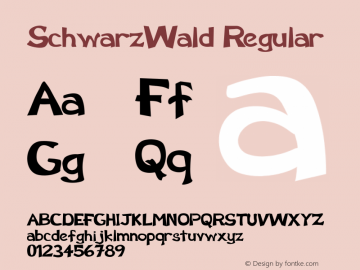 SchwarzWald Regular Converted from C:\TTFONTS\SCHWAWAL.TF1 by ALLTYPE图片样张