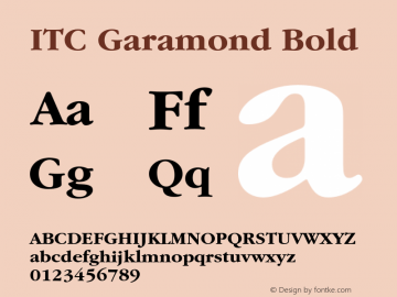 ITC Garamond Bold 2.0-1.0 Font Sample