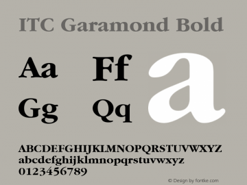 ITC Garamond Bold Version 2.0-1.0 Font Sample