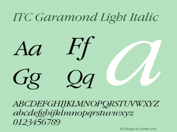 ITC Garamond Light Italic Version 2.0-1.0 Font Sample