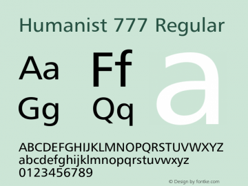 Humanist 777 Regular 2.0-1.0 Font Sample