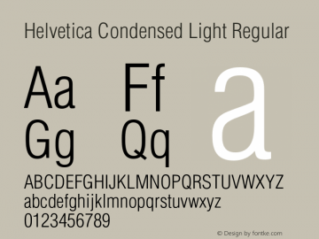 Helvetica Condensed Light Regular 001.002 Font Sample