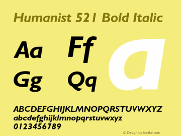 Humanist 521 Bold Italic 003.001图片样张