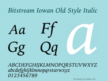 Bitstream Iowan Old Style Italic 2.0-1.0 Font Sample