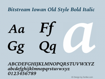 Bitstream Iowan Old Style Bold Italic 2.0-1.0 Font Sample