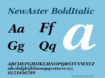 NewAster BoldItalic Version 1.00 Font Sample