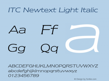 ITC Newtext Light Italic 2.0-1.0 Font Sample