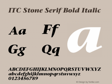 ITC Stone Serif Bold Italic 001.002 Font Sample