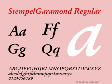 StempelGaramond Regular 001.000 Font Sample