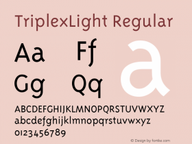 TriplexLight Regular Version 1.01 Font Sample