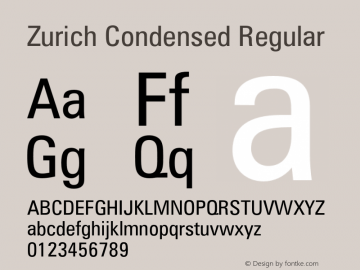Zurich Condensed Regular 2.0-1.0 Font Sample