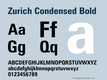Zurich Condensed Bold 003.001 Font Sample