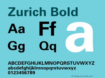 Zurich Bold 2.0-1.0 Font Sample