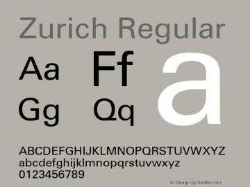 Zurich Regular 003.001 Font Sample