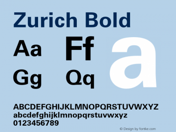 Zurich Bold 003.001 Font Sample