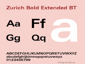 Zurich Bold Extended BT mfgpctt-v1.52 Wednesday, January 13, 1993 4:25:23 pm (EST) Font Sample