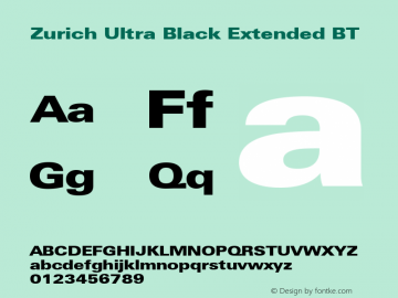 Zurich Ultra Black Extended BT mfgpctt-v1.52 Wednesday, January 13, 1993 4:30:37 pm (EST) Font Sample