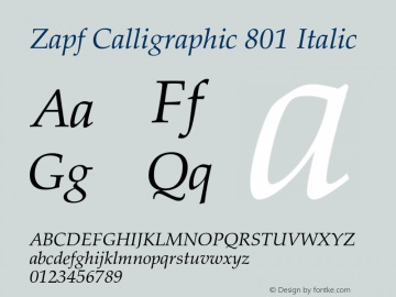 Zapf Calligraphic 801 Italic 003.001图片样张