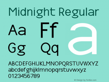 Midnight Regular Macromedia Fontographer 4.1.3 3/24/97 Font Sample