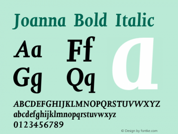 Joanna Bold Italic 1 Font Sample