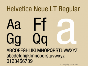 Helvetica Neue LT Regular 006.000 Font Sample