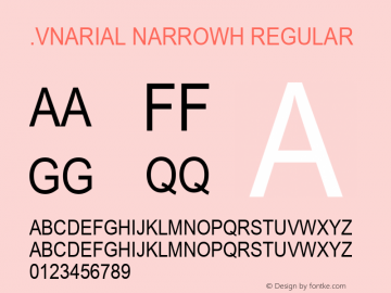 .VnArial NarrowH Regular Version 1.01 Font Sample