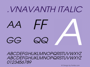 .VnAvantH Italic MS core font:V1.00 Font Sample