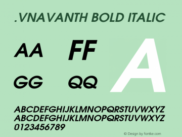 .VnAvantH Bold Italic MS core font:v1.00图片样张