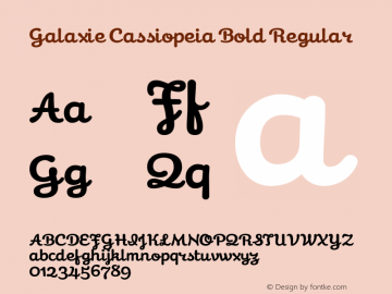 Galaxie Cassiopeia Bold Regular Version 1.001, initial release Font Sample