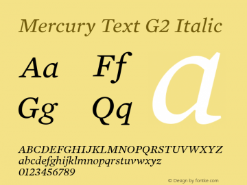 Mercury Text G2 Italic 001.000 Font Sample