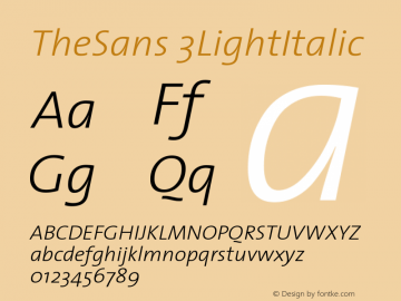 TheSans 3LightItalic Version 1.0 Font Sample