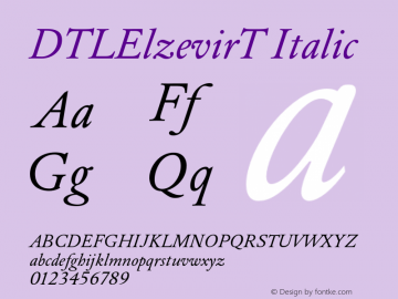 DTLElzevirT Italic 001.000 Font Sample