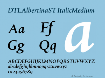 DTLAlbertinaST ItalicMedium Version 001.000 Font Sample
