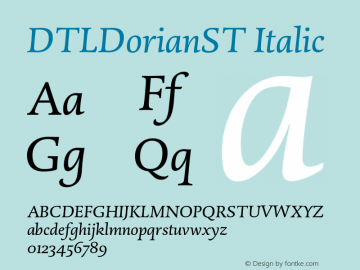 DTLDorianST Italic 001.000 Font Sample