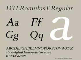 DTLRomulusT Regular 001.001 Font Sample